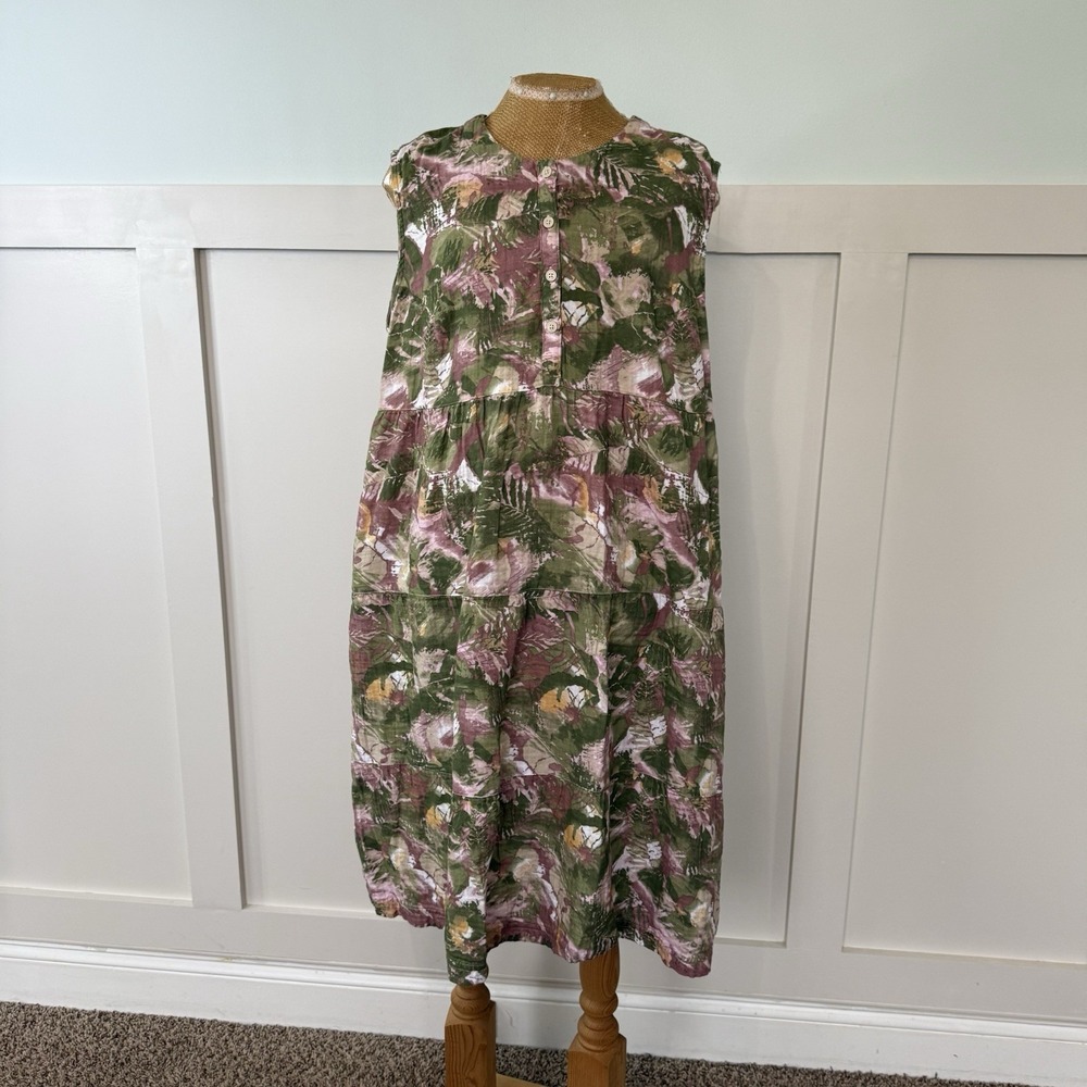Columbia Sportswear‎ Cotton Gauzy Tiered Dress XL Sleeveless Floral Lightweight